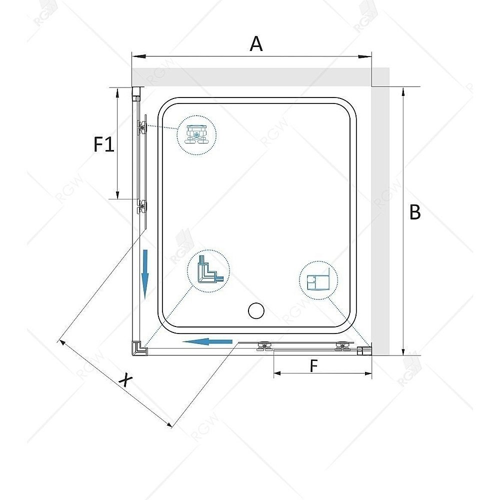 Душевой уголок RGW Classic CL-34B 100x100 купить в интернет-магазине Sanbest