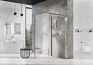 Душевое ограждение Ravak WALK-IN CORNER 120x80 стекло прозрачное/профиль черный купить в интернет-магазине Sanbest