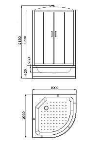 Душевая кабина Parly EF1021, 100x100, закрытая, стекло 4мм, ABS-поддон 42см, высота 215см купить в интернет-магазине Sanbest