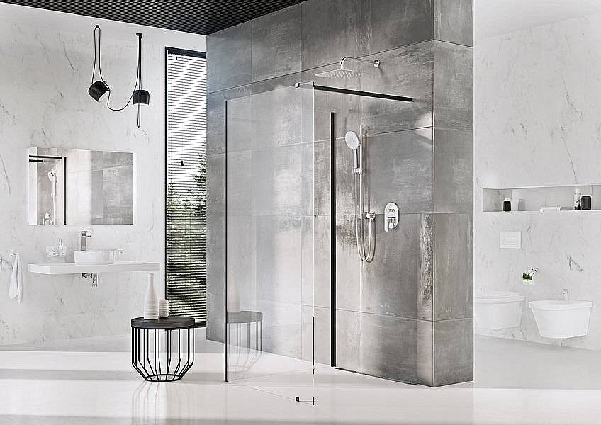 Душевое ограждение Ravak WALK-IN CORNER 120x80 стекло прозрачное/профиль черный купить в интернет-магазине Sanbest
