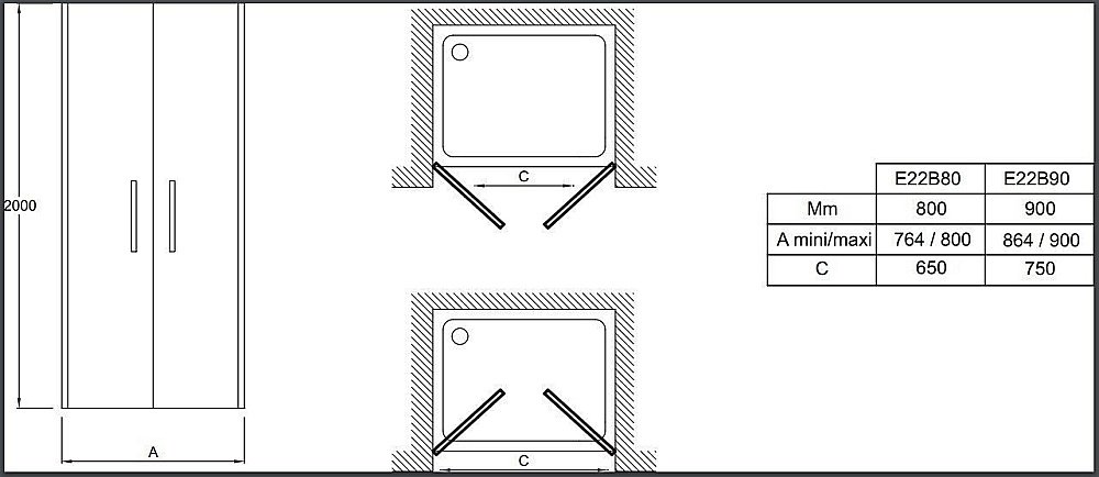 Душевая дверь Jacob Delafon CONTRA E22B80-GA 80 купить в интернет-магазине Sanbest