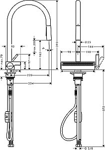 Смеситель для кухни Hansgrohe Aquno Select M81 170 73837000 купить в интернет-магазине сантехники Sanbest