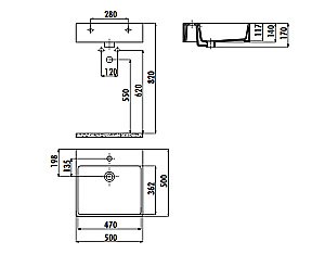 Раковина Creavit Next 50 NX256-CA00 белая, декор золото купить в интернет-магазине Sanbest
