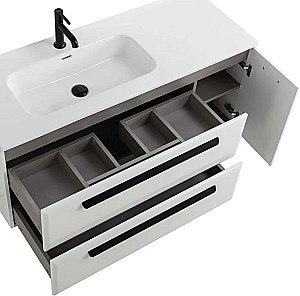 Тумба с раковиной Cezares ECO-CER-N 120 ECO-CER-N-1200-2C-1A-SO-BL белая глянцевая для ванной в интернет-магазине Sanbest