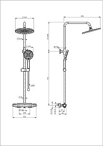 Душевая система с термостатом WONZON & WOGHAND NEO, Темный графит (WW-B3045-A-BGG) купить в интернет-магазине сантехники Sanbest