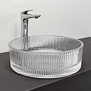 Тумба с раковиной Comforty Геленджик 120 белая матовая/раковина прозрачная для ванной в интернет-магазине Sanbest