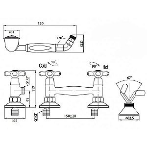 Смеситель для ванны Cezares RETRO-D-BLC белый/хром купить в интернет-магазине сантехники Sanbest