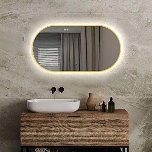 Зеркало ABBER Kontur AG6304SCG 55x105 золото в ванную от интернет-магазине сантехники Sanbest