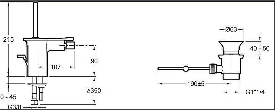 Cмеситель для биде Jacob Delafon STANCE E14763-CP купить в интернет-магазине сантехники Sanbest