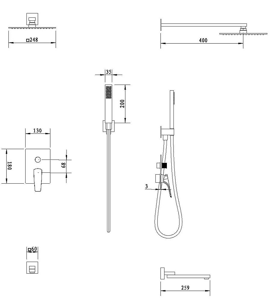 Душевая система Vincea Puro VSFW-5P1CH хром купить в интернет-магазине сантехники Sanbest