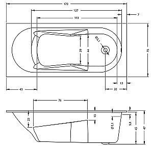 Акриловая ванна Riho LAZY 170х75 B078001005 белая купить в интернет-магазине Sanbest