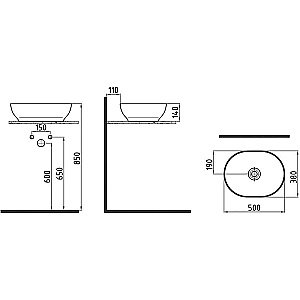 Раковина накладная Bien Motto 50 MTLG05001FD0W5000 белая купить в интернет-магазине Sanbest