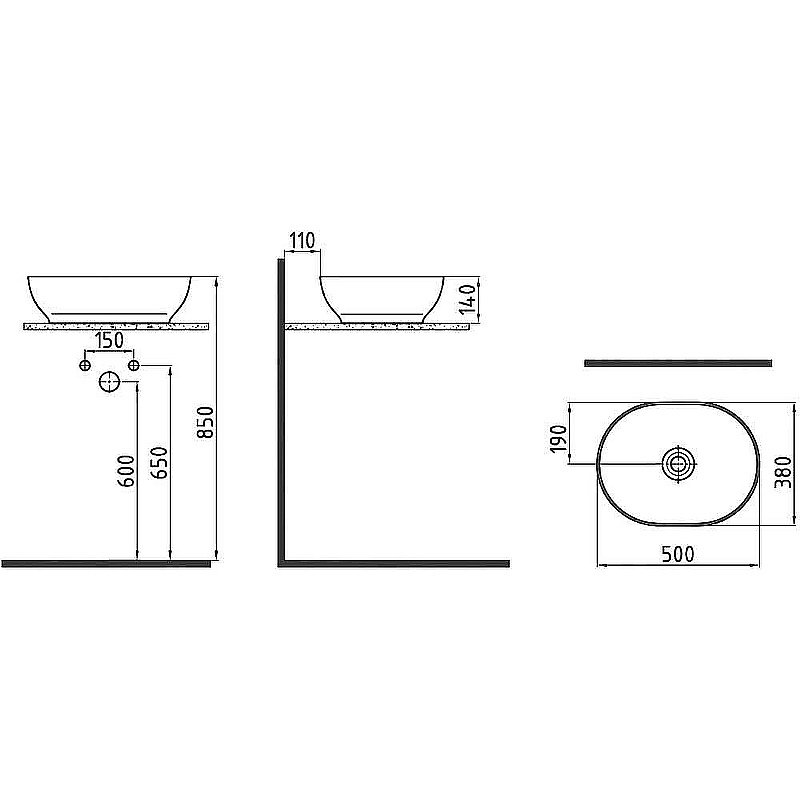 Раковина накладная Bien Motto 50 MTLG05001FD0W5000 белая купить в интернет-магазине Sanbest