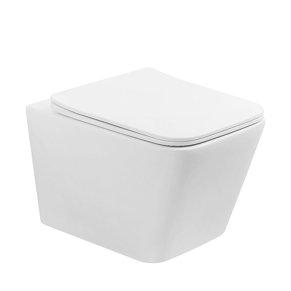 Унитаз подвесной Abber Rechteck AC1201T смыв торнадо, с крышкой микролифт, безободковый, белый купить в интернет-магазине Sanbest