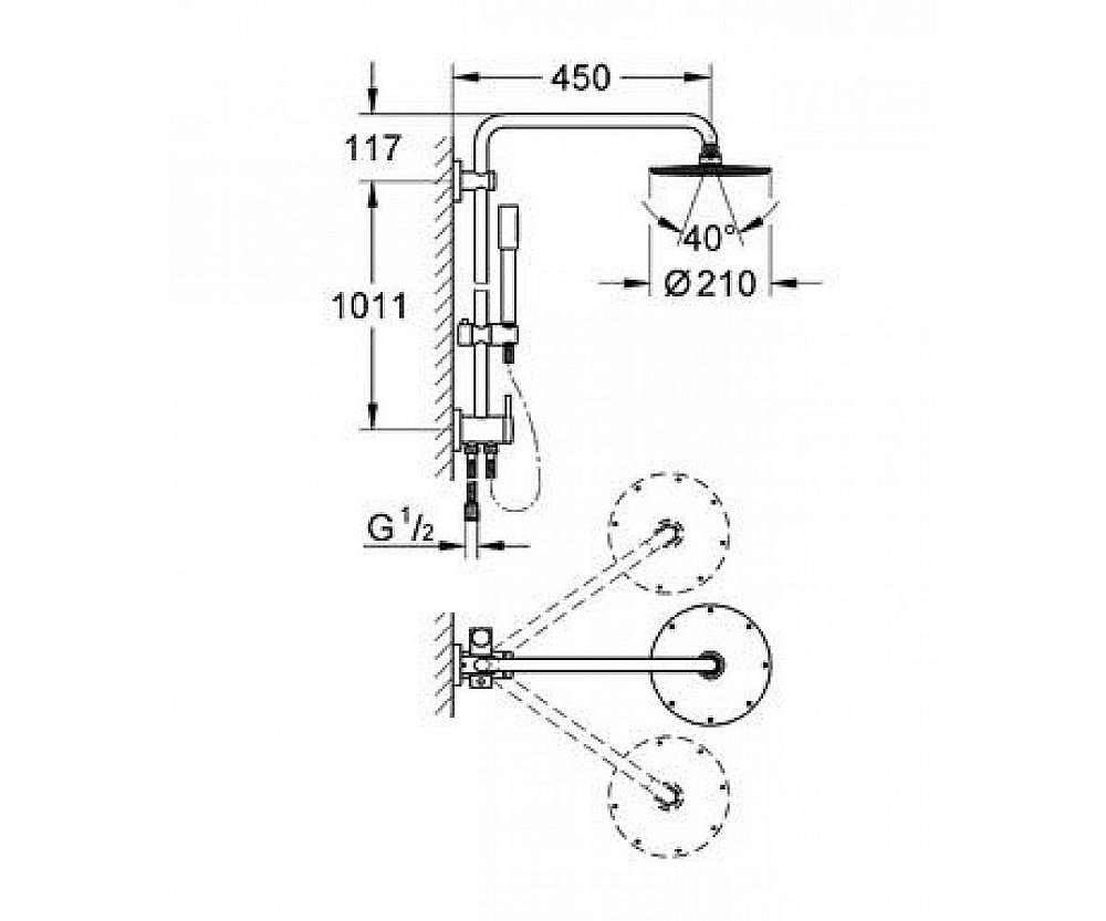 Душевая система Grohe Rainshower System 27058000 купить в интернет-магазине сантехники Sanbest