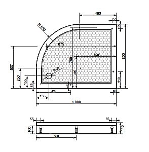 Душевой поддон Эстет Омега 100x80 цвет по RAL с блестками купить в интернет-магазине Sanbest