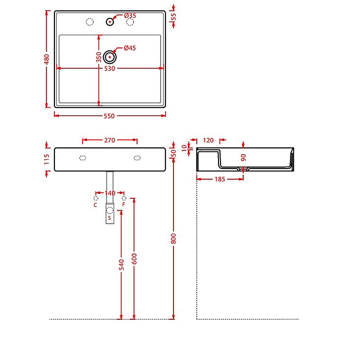 Раковина Artceram Scalino 55 SCL007 05 00 Bianco Matt купить в интернет-магазине Sanbest