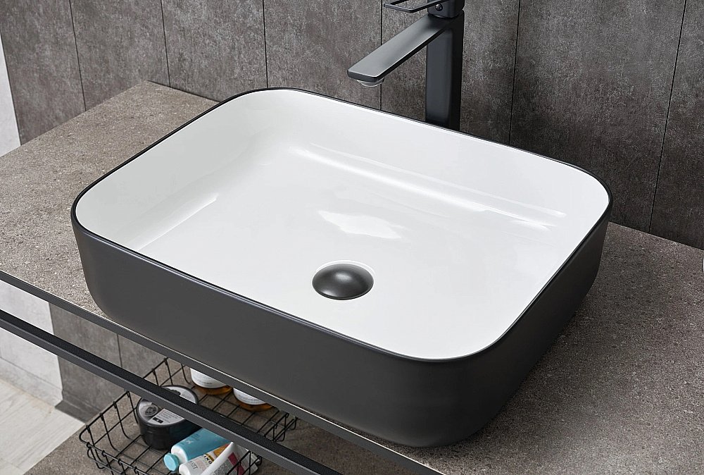 Раковина накладная Gid Geometrico 50 Nc366 52205 белая, черная купить в интернет-магазине Sanbest