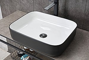 Раковина накладная Gid Geometrico 50 Nc366 52205 белая, черная купить в интернет-магазине Sanbest