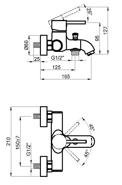 Смеситель для ванны Azario TASCO AZ-15160511 хром купить в интернет-магазине сантехники Sanbest