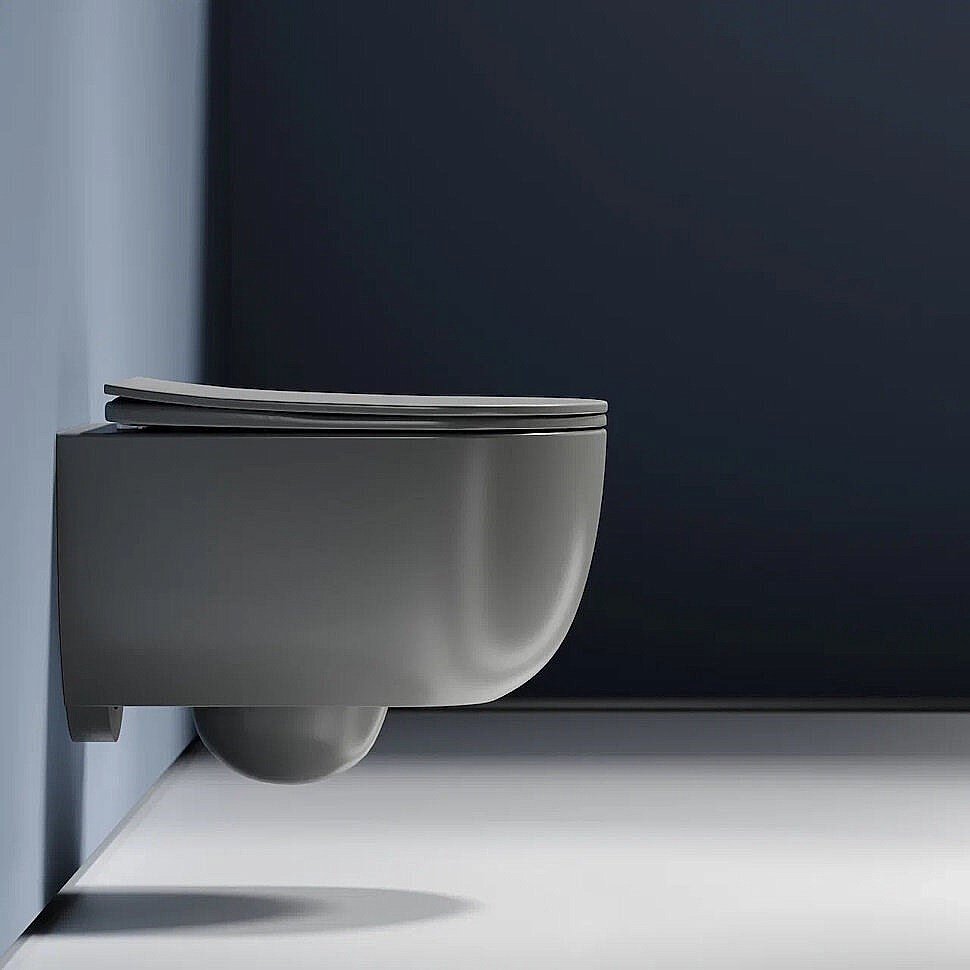 Унитаз подвесной Ceramica Nova Modena CN6063MH безободковый, с крышкой микролифт, антрацит матовый купить в интернет-магазине Sanbest