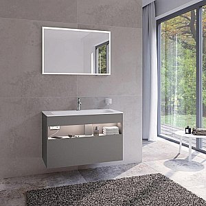 Тумба с раковиной KEUCO STAGELINE 32872290100 100 с 1 отверстием под смеситель, инокс матовый для ванной в интернет-магазине Sanbest