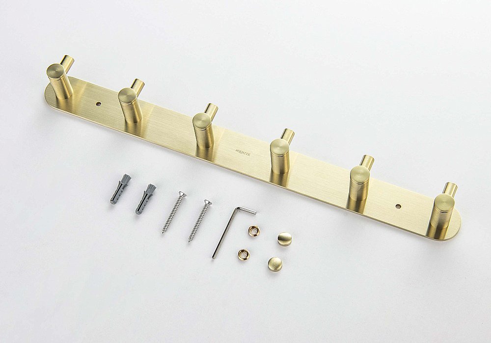 Планка с 6 крючками Aquatek Европа AQ4124BG золото шлифованное купить в интернет-магазине сантехники Sanbest
