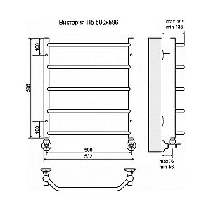Полотенцесушитель водяной Terminus Виктория П5 500x596 купить в интернет-магазине сантехники Sanbest