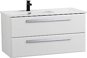 Тумба с раковиной Cezares ECO-CER-N 100 ECO-CER-N-1000-2C-SO-BL белая глянцевая левая/правая для ванной в интернет-магазине Sanbest