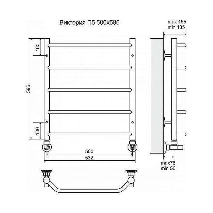 Полотенцесушитель водяной Terminus Виктория П5 500x596 купить в интернет-магазине сантехники Sanbest