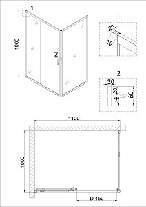 Душевая дверь Niagara Nova NG-82-11AB 110 черная купить в интернет-магазине Sanbest