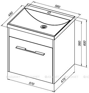 Тумба с раковиной Aquanet Августа 274017 58 белый для ванной в интернет-магазине Sanbest