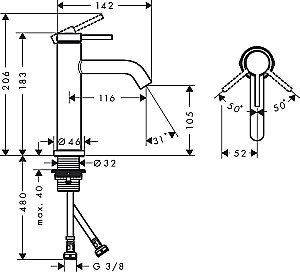 Смеситель для раковины Hansgrohe Tecturis S 73311000 хром купить в интернет-магазине сантехники Sanbest