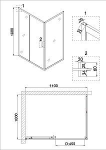 Душевая дверь Niagara Nova NG-82-11AB 110 черная купить в интернет-магазине Sanbest