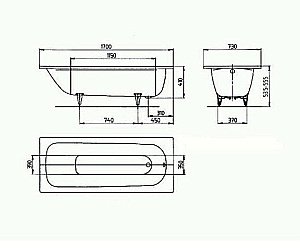 Ванна стальная Kaldewei Saniform Plus 371-1 170х73 112900010001 белый купить в интернет-магазине Sanbest