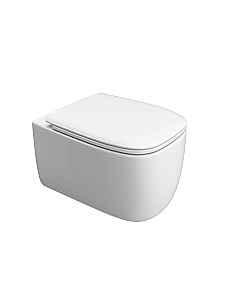 Унитаз подвесной Cezares COMFORT CZR-380-TH-TOR/SC белый, безободковый, с крышкой микролифт, слив торнадо купить в интернет-магазине Sanbest