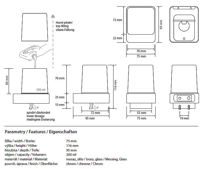 Диспенсер Bemeta Solo 139309312 купить в интернет-магазине сантехники Sanbest