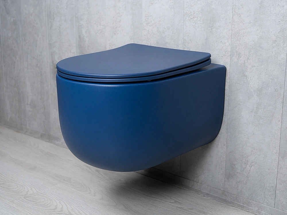 Унитаз подвесной GID Tr2133TF-BUM 62301Y безободковый, слив торнадо, с крышкой микролифт, синий матовый купить в интернет-магазине Sanbest