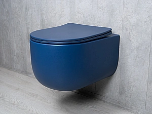 Унитаз подвесной GID Tr2133TF-BUM 62301Y безободковый, слив торнадо, с крышкой микролифт, синий матовый купить в интернет-магазине Sanbest