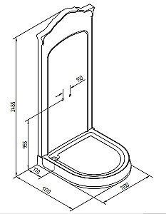 Душевой уголок с карнизом Migliore 26250-26702 117x110 2 отверстия под смеситель, золото купить в интернет-магазине Sanbest
