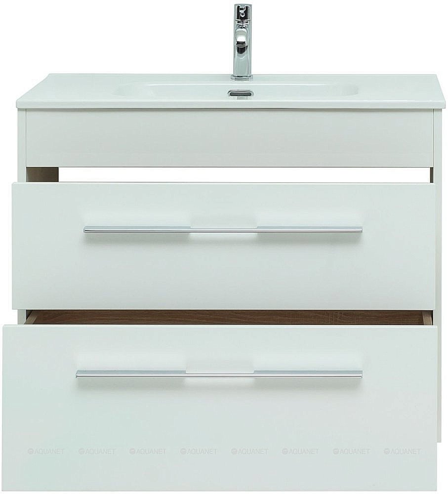 Тумба с раковиной Aquanet Августа 277508 80 белый для ванной в интернет-магазине Sanbest