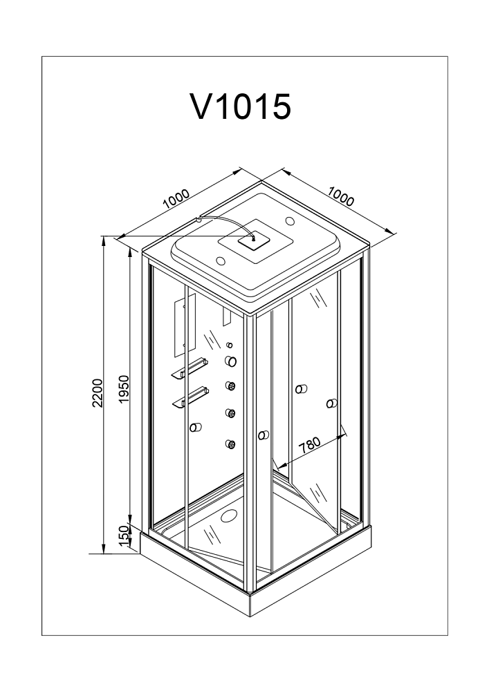 Душевая кабина Deto V1015 100х100 купить в интернет-магазине Sanbest