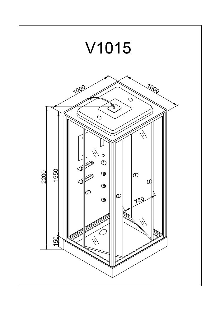 Душевая кабина DTO V1015 100х100 купить в интернет-магазине Sanbest