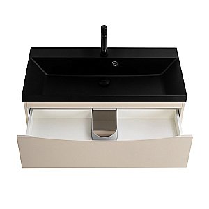 Тумба с раковиной Belbagno MARINO 80 кремовая матовая/черная раковина для ванной в интернет-магазине Sanbest