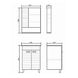 Зеркальный шкаф Comforty Клеон 00-00002045 60 белый/дуб дымчатый купить в интернет-магазине сантехники Sanbest