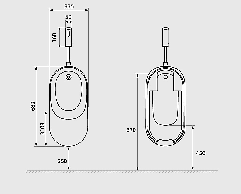 Писсуар настенный с внешним подключением SantiLine SL-6008 белый купить в интернет-магазине Sanbest