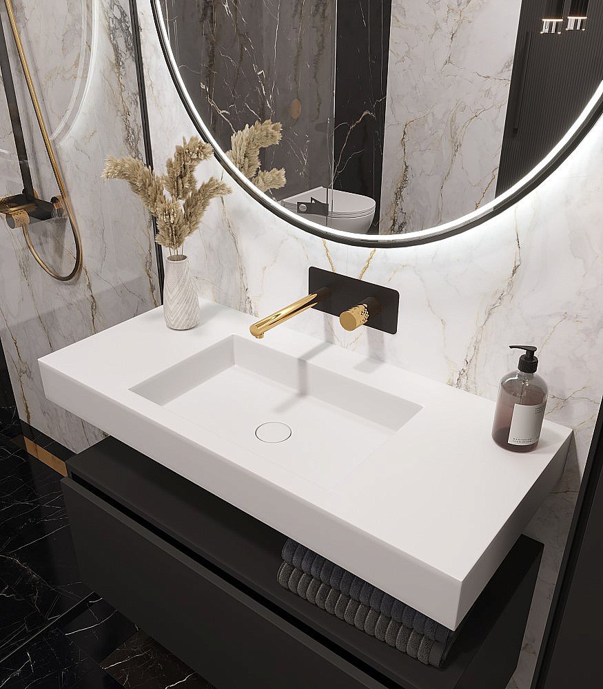 Раковина-моноблок Armadi Art Flat ST 888-100 белая матовая купить в интернет-магазине Sanbest