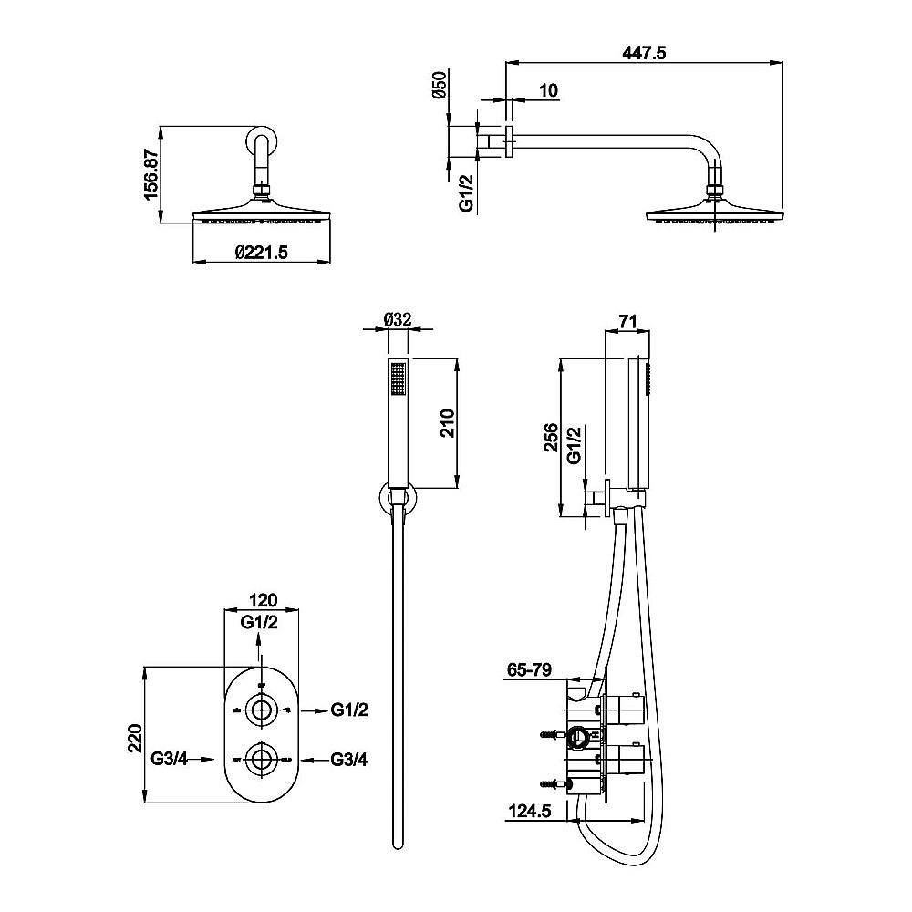 Душевая система с термостатом Koller Pool CTR023 хром купить в интернет-магазине сантехники Sanbest