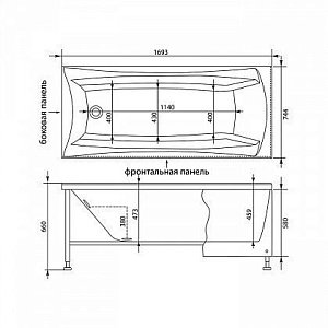 Акриловая ванна Aquanet Cariba 170x75 205350 с к/с купить в интернет-магазине Sanbest