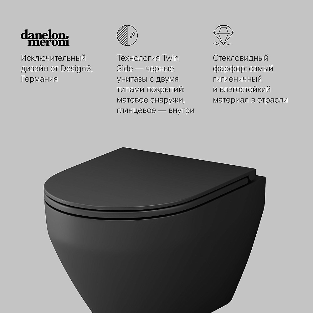 Унитаз подвесной AM.PM Spirit V2.0 C701700MBSC черный матовый, безободковый купить в интернет-магазине Sanbest